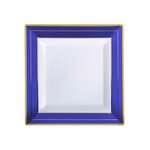 Fineline Settings 5504-WH-BG, 4.5-inch Silver Splendor Square White Cocktail Plate with Blue Trim, 120/CS