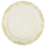 Fineline Settings 5910-BOG, 10-inch Heritage Polystyrene Bone & Gold Dinner Plate, 120/CS