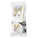 Fineline Settings 7634, 6-inch Golden Secrets Napkin, Fork, Spoon & Knife Cutlery Set, 70/CS