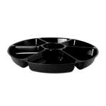 Fineline Settings D16070.BK, 16-inch 7-Compartment Platter Pleasers Black Polystyrene Deep Tray, 12/CS