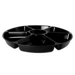 Fineline Settings D18070.BK, 18-inch 7-Compartment Platter Pleasers Black Polystyrene Deep Tray, 12/CS