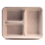 Green Wave International Green Wave OV-BLRT30-3 30 Oz Ovation Rectangular 3-Compartment Bio Food Tray, 200/CS