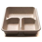 Green Wave OV-BLRT30-3 30 Oz Ovation Rectangular 3-Compartment Bio Food Tray, 200/CS