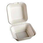 Green Wave International Green Wave PF-EV-B066, 6x6x3-Inch Evolution Bio Bagasse Container with a Hinged Lid, 400/CS