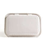 Green Wave TW-BOO-002 9x5x3-Inch Evolution White Bio Bagasse Container with a Hinged Lid, 300/CS
