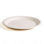 Green Wave TW-POO-004 10" Evolution White Bio Bagasse Round Plate, 500/CS