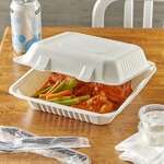 Hefty 00D72001ECO1, 9x9x3-Inch ECOSAVE PFAS-Free 1-Compartment Bagasse Fiber Hinged Container, 50/PK