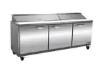 IKON ISP72 72-inch Triple Door Standard Top Refrigerated Sandwich/Salad Prep Table, 18 Pans