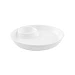Kadra VL-0980-1, 10-Inch Vikko Lightning Porcelain White 2-in-1 Round Plate with Dip Section, 18/CS