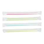 Karat C9002S, 7.5-Inch Striped Mixed Color Diagonal Cut Boba Straws, 2000/CS