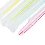 Karat C9002S, 7.5-Inch Striped Mixed Color Diagonal Cut Boba Straws, 2000/CS