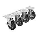 Krowne 28-111S, 3.5x3.5-Inch Universal Plate Casters with 5-Inch Wheels, 4-Piece Set