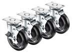 Krowne 28-113S, 2.4x3.6-Inch Metal Universal Plate Casters with 5-Inch Wheels, 4-Piece Set