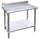 L&J B5SS1836-CB 18x36-inch Stainless Steel Work Table with Backsplash and Cross-Bar