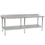 L&J B5SS24108, 24x108-Inch All Stainless Steel Work Table with Backsplash and Undershelf