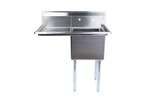 L&J BAR1014-1L 10x14-inch Stainless Steel 1-Compartment Bar Sink with Left Drainboard