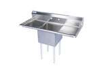 L&J BAR1014-1RL 10x14-inch Stainless Steel 1-Compartment Bar Sink with Both-Side Drainboards