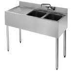 L&J BAR1014-2L, 2-Compartment Bar Sink with Left Drainboard