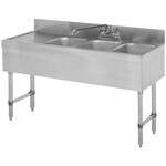 L&J BAR1014-3L, 3-Compartment Bar Sink with Left Drainboard
