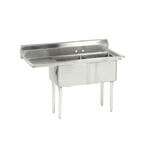 L&J LJ1824-2L 18x24-inch Stainless Steel 2-Compartment Sink with Left Drainboard