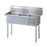 L&J SK2472-3 24x72-inch Stainless Steel 3-Compartment Utility Sink