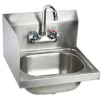 L&J WHS-01-L, 16-Inch Stainless Steel Wall Hung Hand Sink with Faucet, Left Side Splash