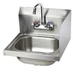 L&J WHS-01-R, 16-Inch Stainless Steel Wall Hung Hand Sink with Faucet, Right Side Splash