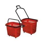 M. Fried Store Fixtures M.Fried Store Fixtures SS212RDM, Red Rolling Shopping Basket, 11 Gallon