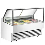 Marchia Display Company Marchia GIC-13-ST, 70-Inch 13-Pan Flat Glass White Gelato Ice Cream Dipping Cabinet Display Freezer