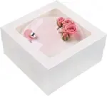 10105CW, 10x10x5-Inch White Window 1-pc Lock Corner Cake Box, 100/BD