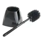 BR-15SET-B, Black Heavy-Duty Plastic Toilet Bowl Brush with Caddy