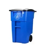 Plex P575-00899, 50 Gal Blue Rollout/Wheeled Trash Can/Container