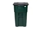 Plex P575-00996, 50 Gal Green Rollout/Wheeled Trash Can/Container