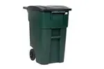 Plex P575-00996, 50 Gal Green Rollout/Wheeled Trash Can/Container