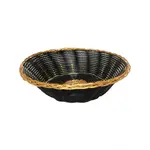 PLBB825G, 8-Inch Round Break-Resistant Woven Plastic Basket, Black with Gold Trim, Stackable