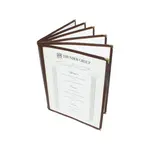 PLMENU-6BR, 8.5x11-Inch Brown Plastic Flexible Menu Cover, 6-Page Book Fold
