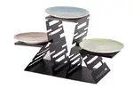 PWT3-B, Multi-Level Buffet Riser for Three Plates, Black Powder Coated Steel