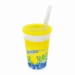 CLOSEOUT - WNA TRI16TLEM11, 16 Oz ''Lemonade'' Tall Plastic Kid's Cup Set with Straw, 500/CS