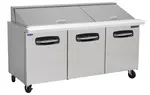 Nor-Lake AdvantEDGE NLSMP72-30-002, 72-inch 3 Door Mega Top Sandwich Food Refrigerator W/Drawers on Right