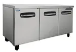 Nor-Lake AdvantEDGE NLUR72-007, 72-inch 3 Door Undercounter/Worktable Refrigerator W/Drawers on Center&Left, Lowboy