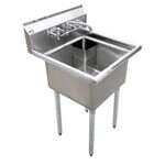 Omcan 22112, 18x18x11-inch One Tub Sink with 1.8-inch Corner Drain, No Drain Board