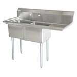 Omcan 25257, 24x24x14-inch 2-Compartment Stainless Steel Sink with Right Drain Board