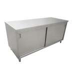 Omcan 44187, 24x60-inch Stainless Steel Work Table with Cabinets and Sliding Doors
