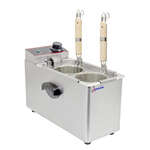 Omcan CE-CN-0002-B, 16-inch 2 Baskets Countertop Stainless Steel Electric Pasta Cooker, 4 Liters Capacity