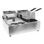 Omcan CE-CN-0012-D, 22-inch Countertop Stainless Steel Electric Double Fryer, 220V
