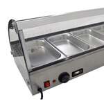 Omcan DW-CN-0006, 44-inch Countertop Stainless Steel Curved Glass Display Case with 6 Pans