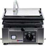 Omcan PG-IT-0483-R, 10x9-inch Electric Single Panini Grill with Ribbed Grill Surface