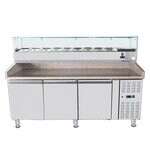 Omcan RS-CN-0009-P, 79-inch Stainless Steel Refrigerated Topping Rail with Glass Guard