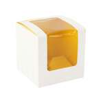 PacknWood 209BCKF1, 3.35x3.35x3.35-Inch Yellow Cupcake Box with Window, 100/CS
