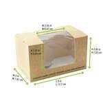 PacknWood 210BLSQ1K, 24 Oz Brown Compostable Wrap Box With PLA Window, 500/CS